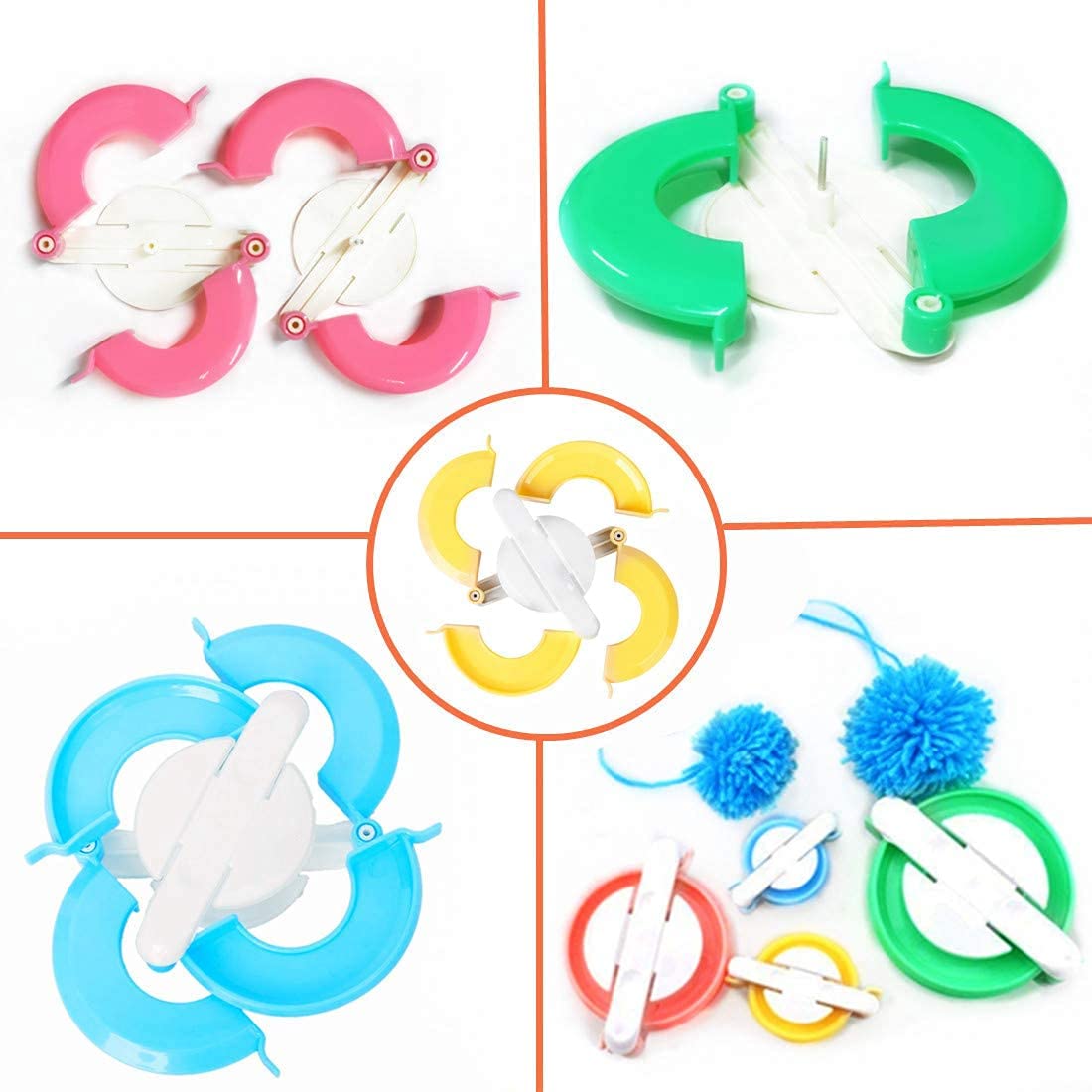 RRigo Pom Pom Maker, 8 Sizes Pompom Maker Tool Set for Fluff Ball Weave DIY Wool Yarn Knitting Craft Project for Kids and Adult + 20 PCS Plastic Needles Buckle + 2PCS Scissors(30)