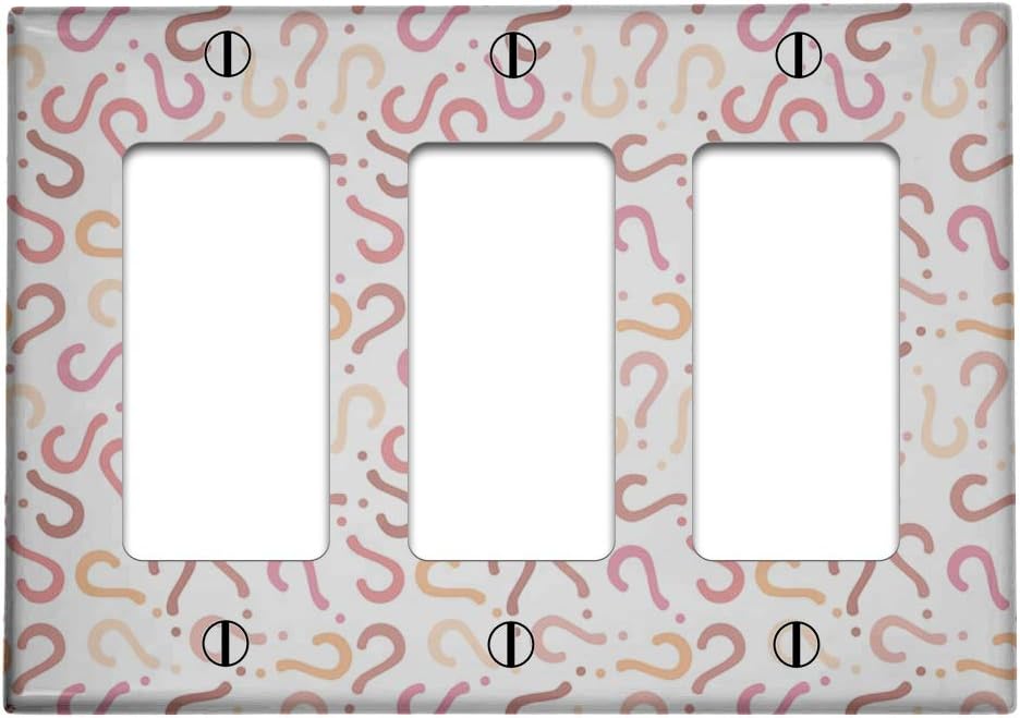 Triple 3 Gang Rocker (Decora/GFCI Device) Decorative Switch Wall Plate Cover (Quiz Question Marks Pattern)
