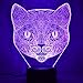 3D LED Night Lamp, Night Lighting, Optical Illusion Visual Lamp, 7 Colors Change, Touch Button, Decor Lamp, Bedside Lamp, Creative Lamp, Kids Gifts (Cat)