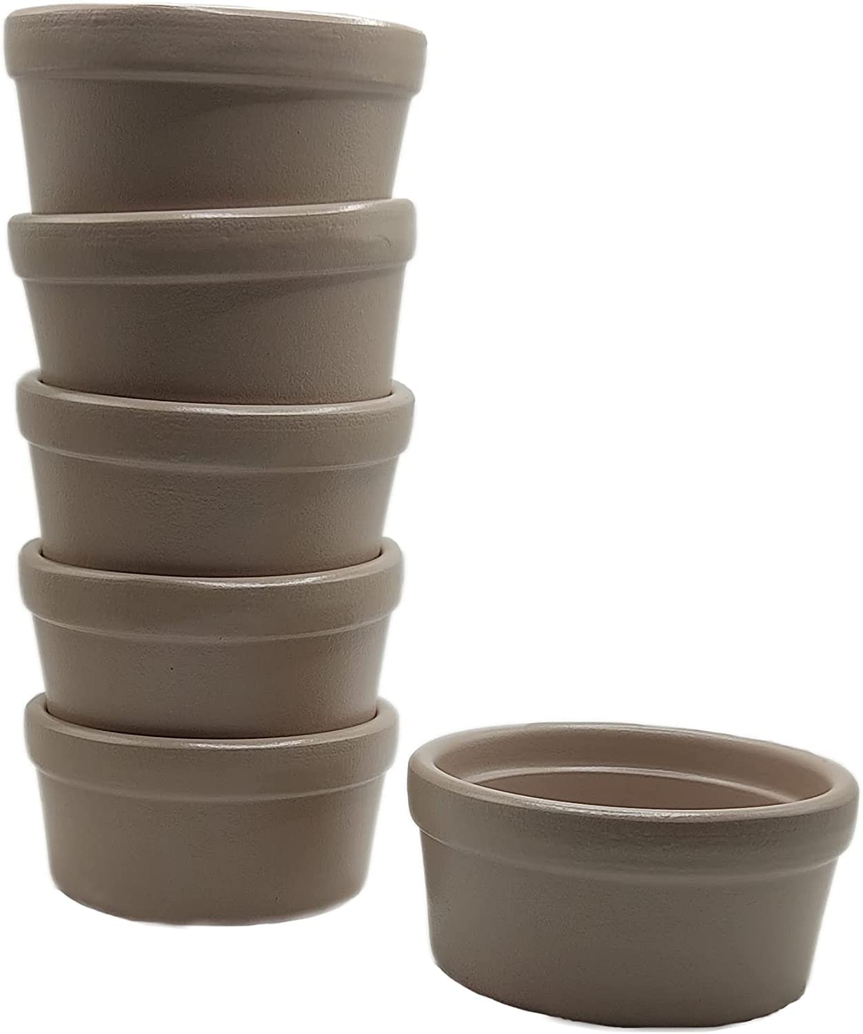 ToCi Mini Tapas Bowls - Snack & Dip Bowls, Ceramic, Taupe, 6 Pack, 100ml Capacity
