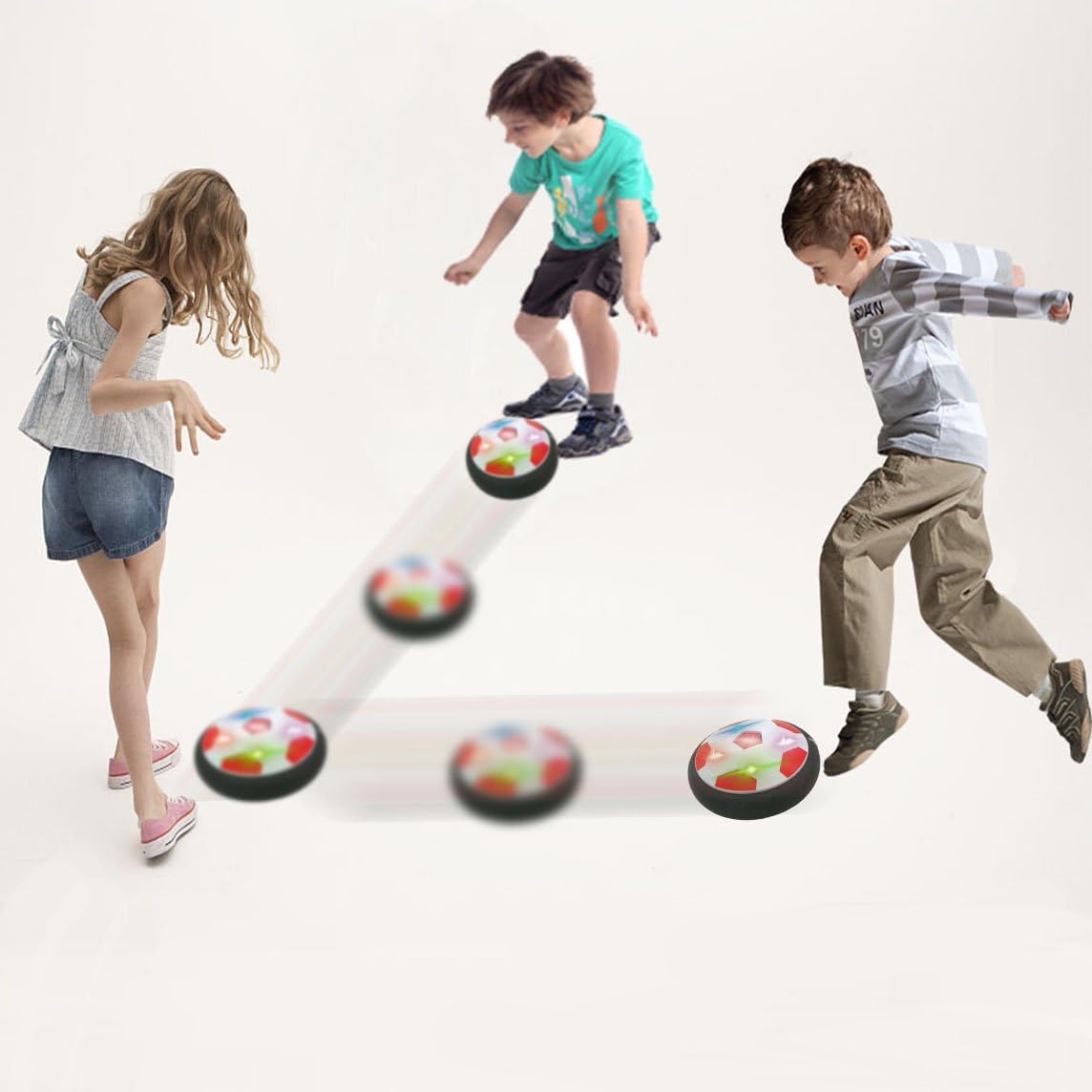 JRD&BS WINL Kids Toys Air Power Ball with Powerful LED Light for Family Activity 3-12 Old Girls Boys Air Soccer with LED Light for Indoor Game (Red Black) - Image 5