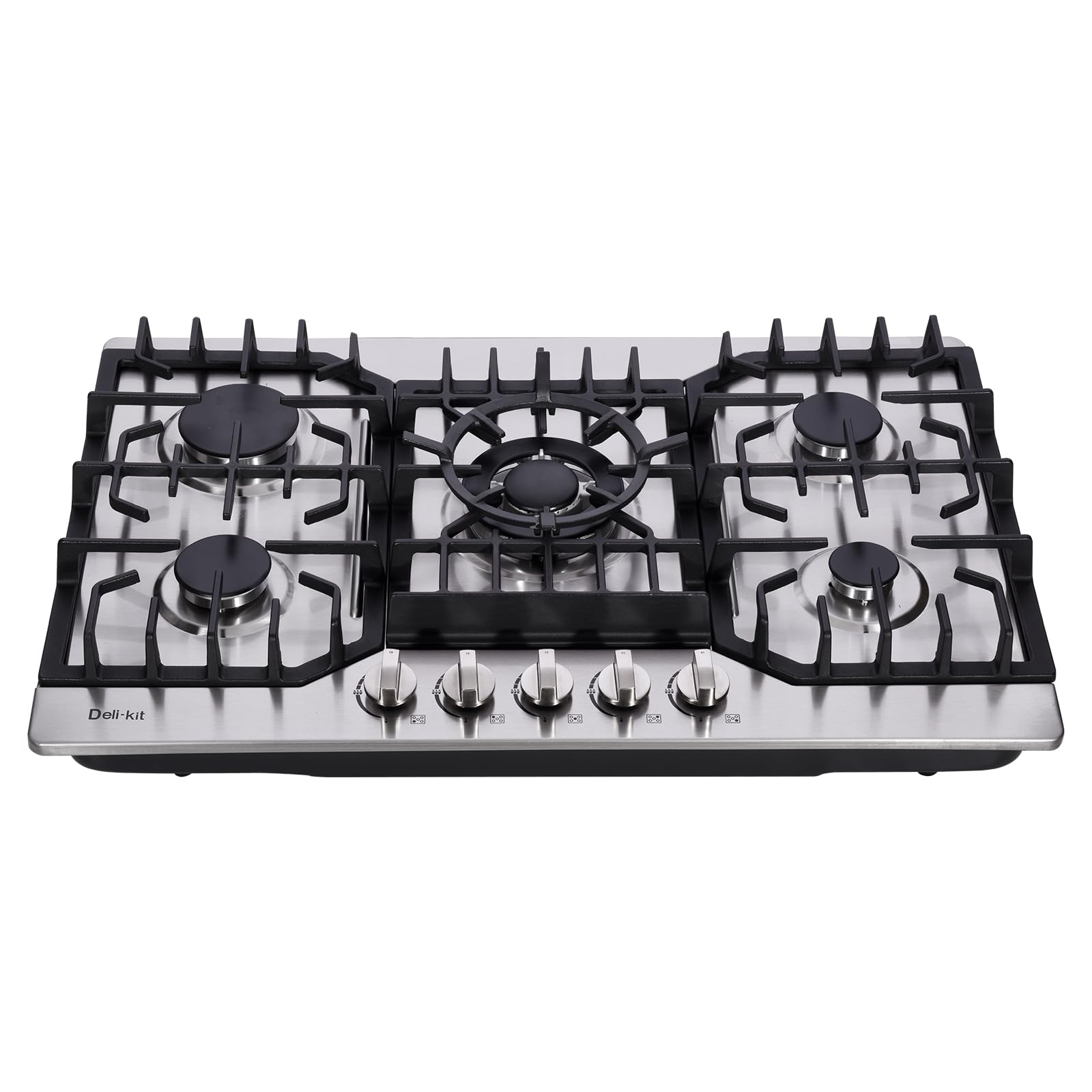 30 Inch Gas Cooktop, Stainless Steel Built-in 5 Burners Stovetop Dual Fuel Gas Hob NG/LPG Convertible Gas Cooktop DK5712