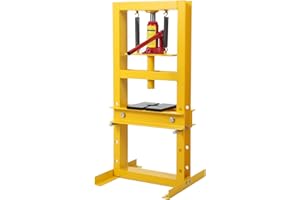 GARVEETECH Hydraulic Press 6 T Hydraulic Shop Press, H-Frame Garage Floor Benchtop Press Adjustable Shop Press with Plates, Adjustable Working Table Height, for Gears and Bearings, Yellow