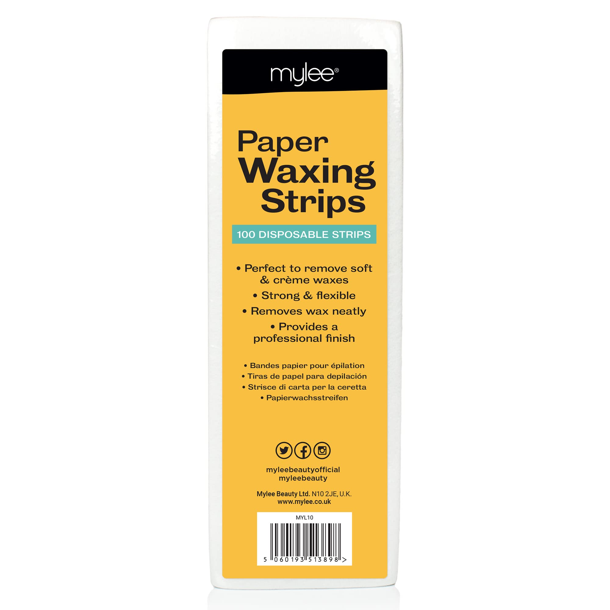 Mylee Professional Paper Waxing Strips (Pack of 100) – Durable and lightweight, Salon-Quality, For waxing at home or in salon
