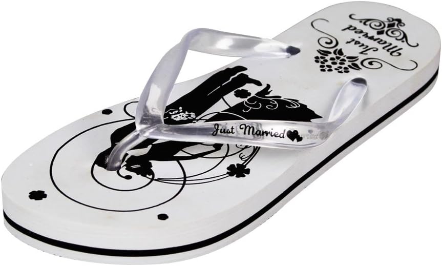 Wedding Flip Flops - Just Married Print On The Sand - Bridal Gift Wedding Gift Mr & Mrs Bride Groom