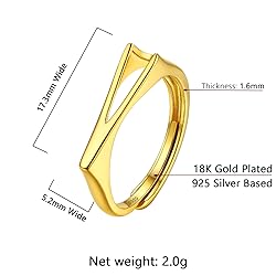 SILVERCUTE Statement Initial V Ring Gold Plated