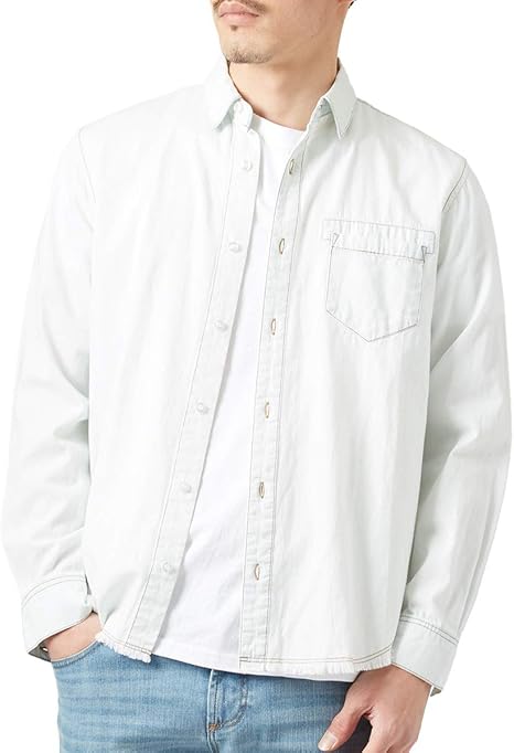 Amazon 裾フリンジ デニムシャツ メンズ レディース シャツ 長袖 デニム 長袖シャツ おしゃれ ダンガリーシャツ Tシャツ カットソー 通販