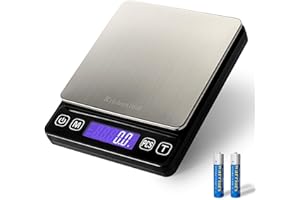 K KITCHENTOUR KitchenTour Digital Kitchen Scale - 3000g/0.1g High Accuracy Precision Multifunction Food Meat Scale with Back-Lit LCD Display(Batteries Included)