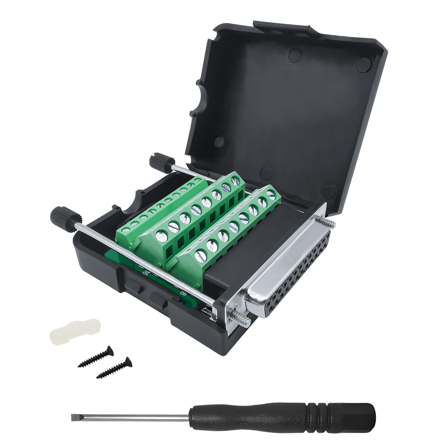 iYueMps DB25 Terminal Adapter DB25 Breakout Board Solderless Adapter,D-SUB 25pin Female Adapter Terminal Board Plastic Cover (Female)