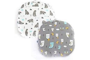 BROLEX Stretchy Newborn Lounger Cover 2 Pack Sung Fitted Removable Slipcover,Ultra Soft Breathable,Owl & Bear