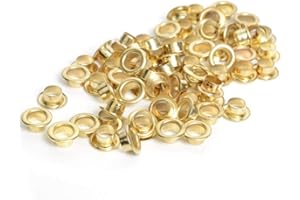 RuiLing 100pcs 5mm Gold Metal Eyelets Round Inner Hole Grommets DIY Rivet Leathercraft Accessories Air-Hole for Shoes Belt Bag Tag Clothes Scrapbook