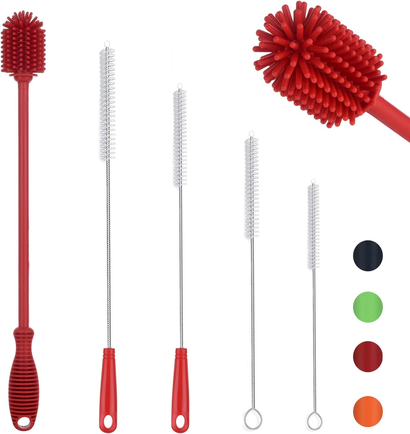 ALINK 5Pack Silicone Bottle Brush Cleaner, Long Handle Water Bottle