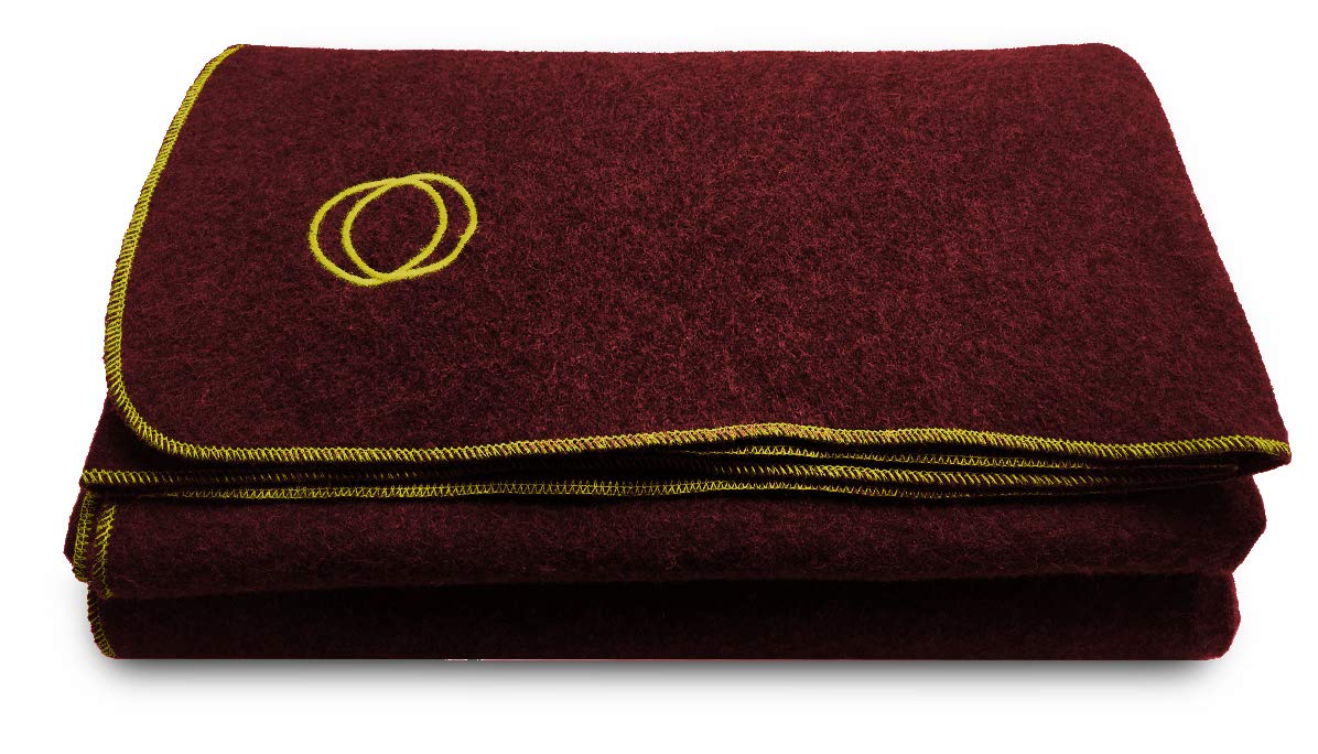 Orion Outpost Trading Co. Vestige Military Wool Blanket, 4+ lbs, 66" x 84" (Maroon/Gold Stitching)