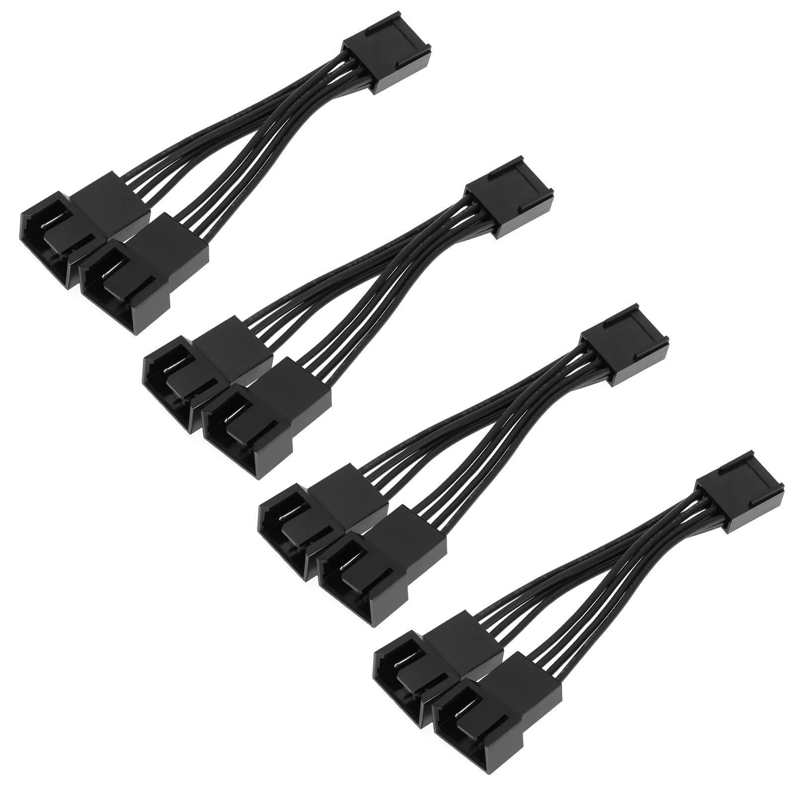 OTOTEC 4PCS 1 to 2 Way 4 Pin PWM Fan Splitter Cable 12V Computer PC Case Fan Converter Cable 5cm Cable Length Computer Accessories Black