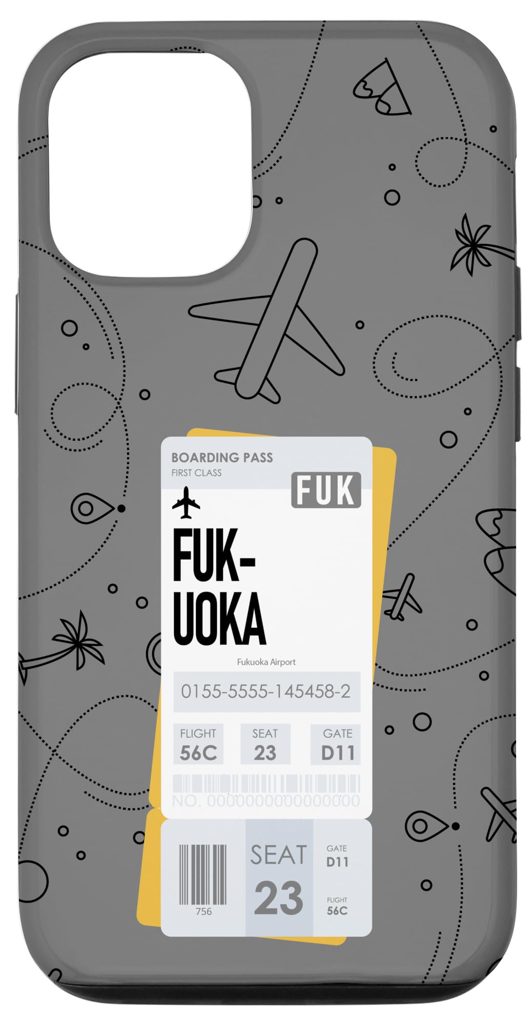 iPhone 12/12 Pro FUKUOKA FUK Boarding Pass Air Flight Ticket City Plane Case