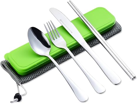 Amazon カトラリーセット Cutlery Set実用ステンレス鋼のスプーン箸フォークナイフ食器セット ケースと収納袋付き カトラリーアソートセット オンライン通販