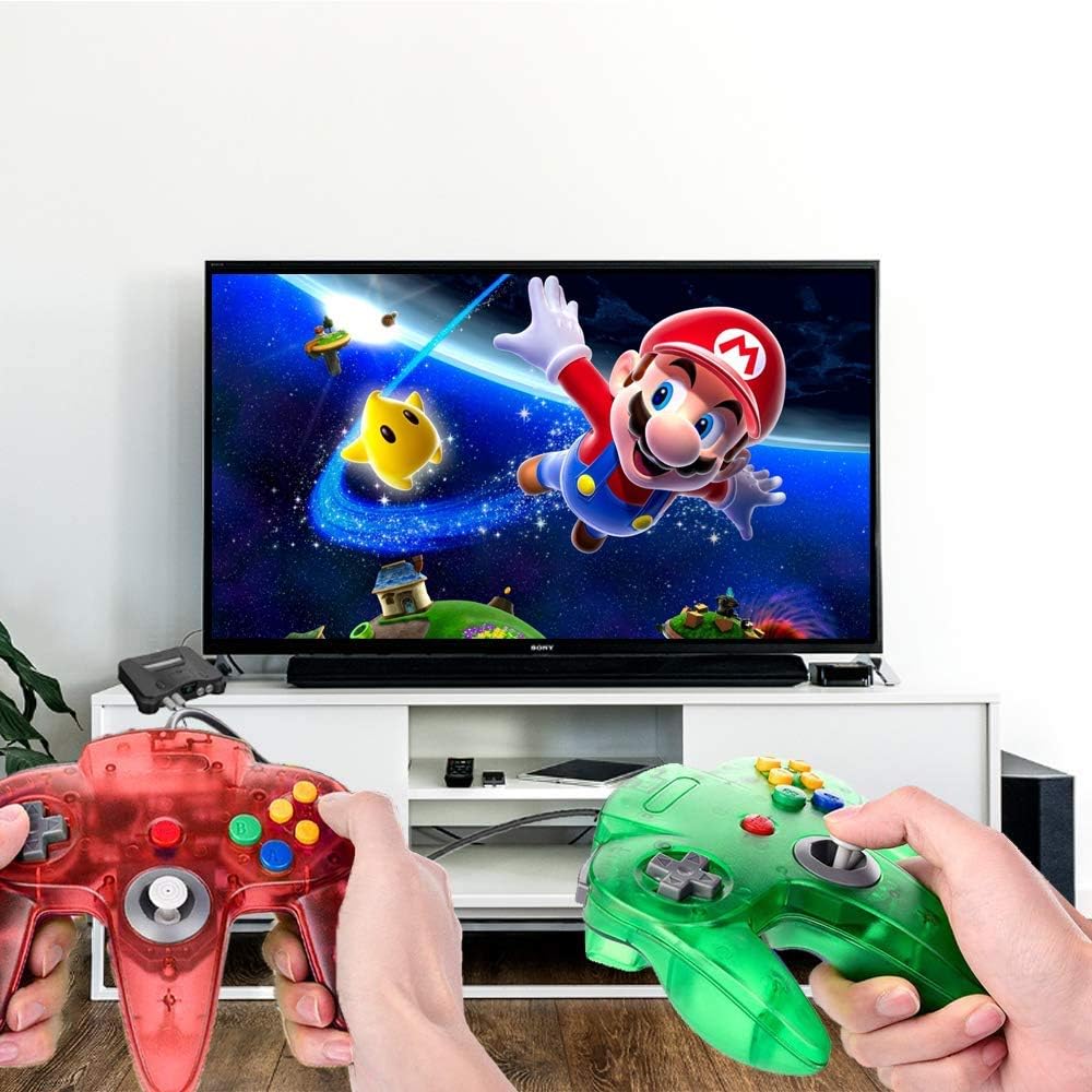 ZeroStory Classic N64 Controller, Wired N64 Controller Joystick with 5.9 Ft N64 AV Cable for N64 Video Game Console (Transparent Green and Transparent Purple): Computers & Accessories