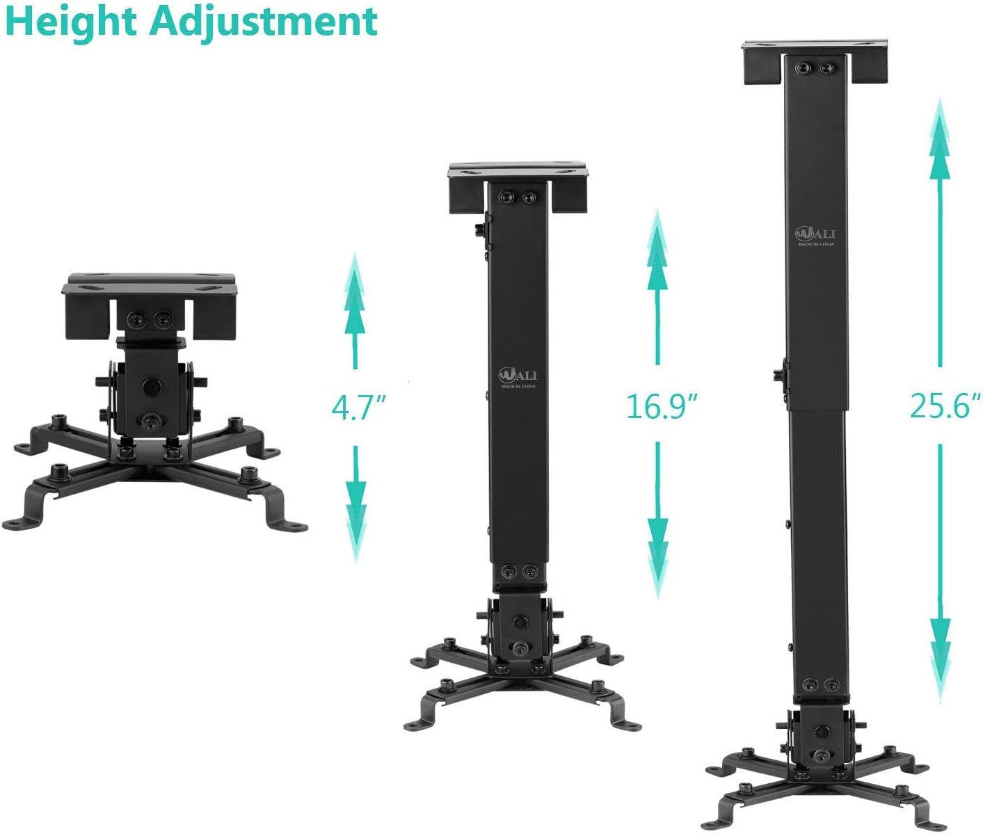 Universal Projector Ceiling Mount Multiple Adjustment Bracket with 25.6 inches Extension Pole, Hold up to 44 lbs (PM-001-BLK), Black: Electronics