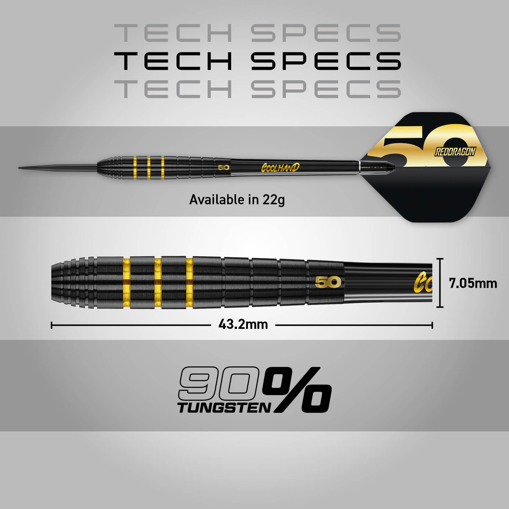 RED DRAGON Darts - 50 Jahre Jubiläums Spieler Edition - Luke Humphries 'Coolhand' 22g - 90% Wolfram - Professionelles dartpfeile metallspitze Satz - Enthält Steeldarts Pfeile Flüge und Dart Schäfte 4