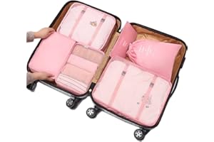 Fxkoolr Packing Cubes for Suitcases - 6 Pieces,Light Packing Cubes for Travel, Premium Suitcase Organizer Bags Set, Space-Saving Luggage Organizers for Suitcase, Water-Resistant Travel Essentials,Pink