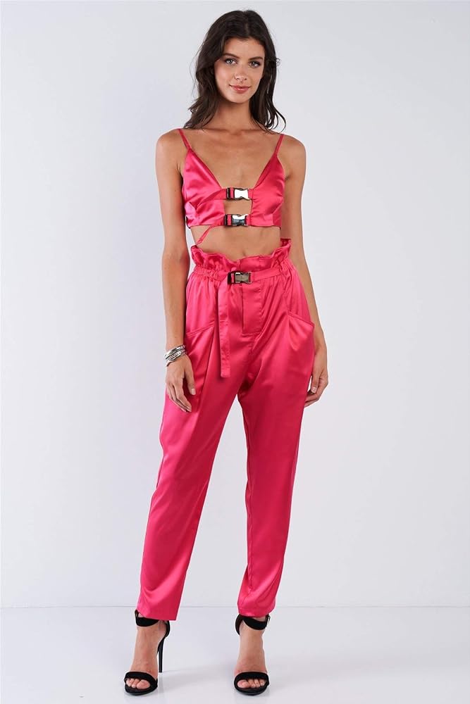 fuchsia satin top