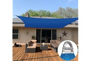 COARBOR 20'x24' Standard Size Reinforced Wire Sun Shade Sail Rectangle Heavy Duty Strengthen Canopy Cover with A Ring Steel Cable Wire for Patio Backyard Deck Yard Garden Pergola Porch, Blue