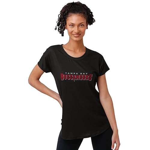 FOCO womens NFL Team Logo Ladies Fashion Tunic Top Shirt, Black Wordmark, Medium US