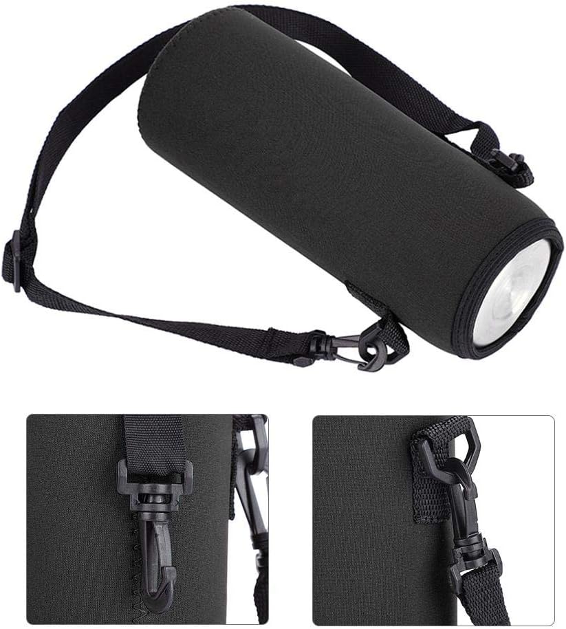 Dilwe VGEBY 1000ml Water Bottle Insulator Sleeve, Neoprene Carrier Pouch with Adjustable Strap for Gym Cycling Hiking(Black) - Image 3