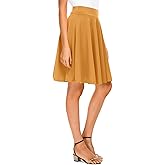 Urban CoCo Women's Basic Midi Skirt Versatile Stretchy Flared Casual High Waisted Skirt