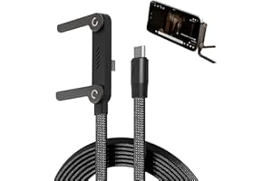 2-in-1 Invisible Holder Charger Cable – 240W Fast Charging Cord with Built-in Phone Stand, Type C and Folding Phone Holder, 5