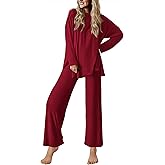 Ekouaer Lounge Sets for Women Long Sleeve Pajamas 2026 Loungewear Soft Comfy Pjs Two Piece Travel Outfits Set