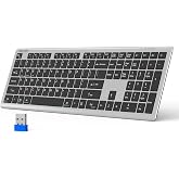 TECKNET Bluetooth Keyboard Rechargeable 4-Device (2.4G+BT) Free Switching | Multi-device Connection, Ultra-Slim, Numeric Pad, Quiet Full Size Wireless Keyboard for PC/Laptop/Smart TV/Phone, 12 Hot Keys