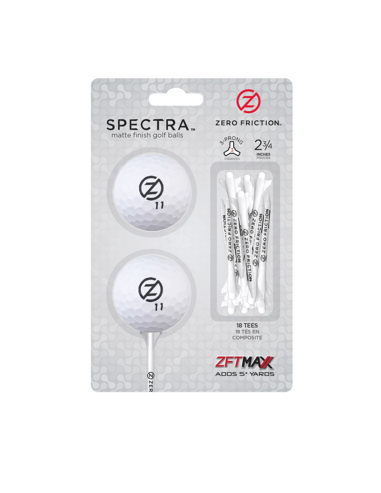 Zero Friction Spectra 2 Ball/Tee Pack, White