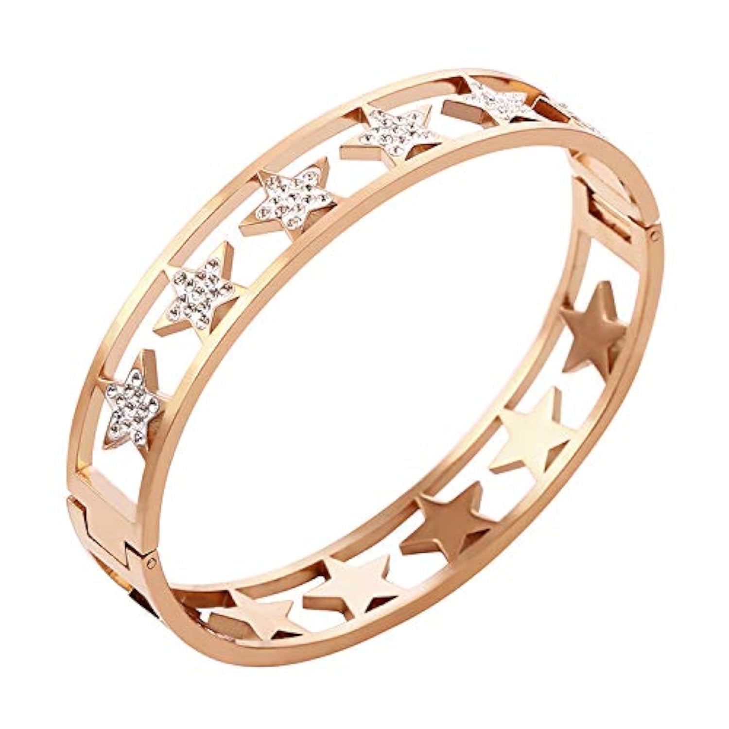 PengJin 2020 New Star Hollowed-Out Bracelet, Stainless Steel Bangle for Women, Embedded in exquisitely Dazzling Cubic zircons, Bring Love, Inspiring Jewelry