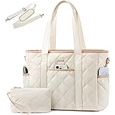 LOVEVOOK Tote Bag for Women, Puffer Work Tote Bag with Zipper, Quilted Nurse Teacher Shoulder for Daily,Travel,Gifts for Her