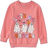 CM C&M WODRO Girls Halloween Crewneck Sweatshirts Ghost Graphic Pullover Tops Kids Cute Clothes Long Sleeve Shirt 6-12 Years