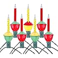 Novelty Lights Traditional Bubble Light Set, 6 Feet 7 Bulbs Red/Yellow Liquid with Multicolor Bases, 5 Watt E12/C7 Bulbs for Indoor Christmas Trees, Nostalgic Holiday Home Decor