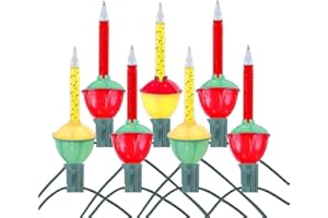 Novelty Lights Traditional Bubble Light Set, 6 Feet 7 Bulbs Red/Yellow Liquid with Multicolor Bases, 5 Watt E12/C7 Bulbs for Indoor Christmas Trees, Nostalgic Holiday Home Decor