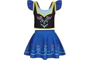 WonderBabe Princess Swimsuits Girls Two Pieces Swimsuits Summer Rash Guard Swimwear Ruffles Sleeve Bathing Suit with Skirt