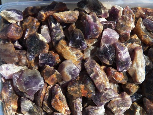 Fundamental Rockhound Products: 1 lb Rough Banded Amethyst Bulk Rock for Tumbling Metaphysical Gemstones Healing Crystals Wholesale Lot