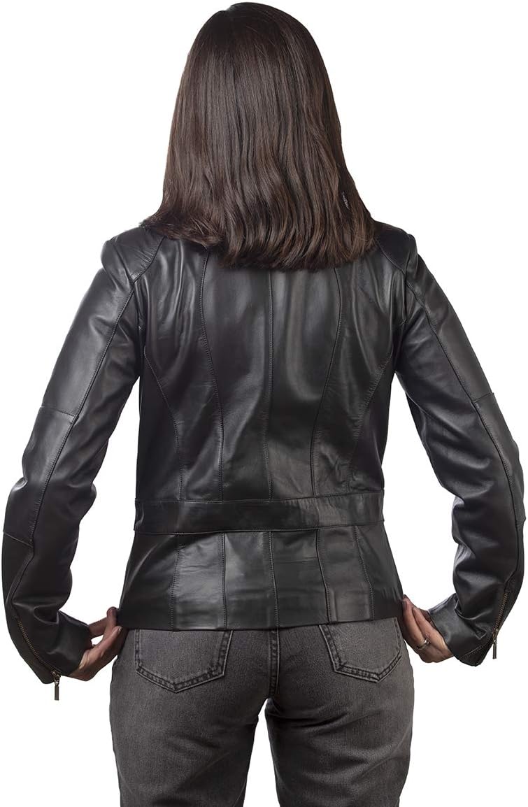 jaqueta de couro de cabra feminina