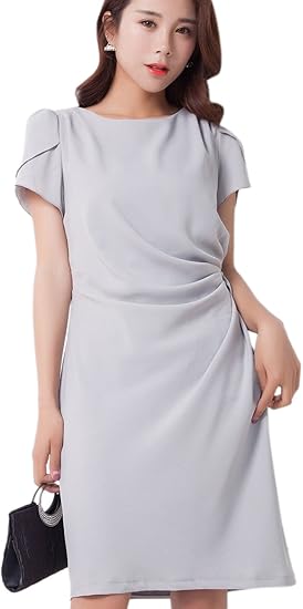 Amazon リザウンド Resound レディース カシュクール風 ワンピース 半袖 ひざ丈 グレー Xl 人気 ひざ丈 カラー レトロ チュニック 可愛い ミモレ丈 ミニスカ シンプル おしゃれ オフィス 着ごこち お出かけ ふりふり 灰 Xl 424 ワンピース チュニック 通販