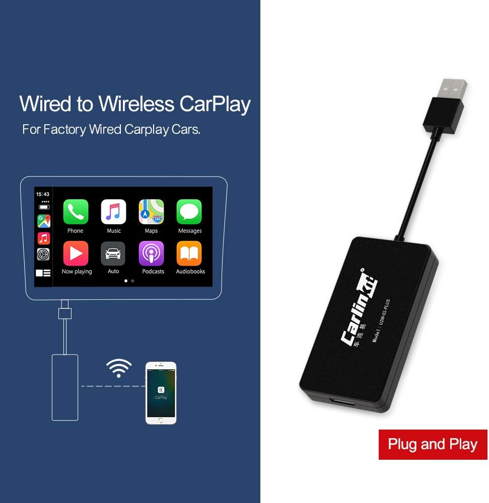 Carlinkit 2.0 Wireless CarPlay Adapter Dongle for Factory Wired CarPlay