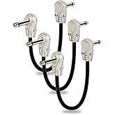 Aqdocvf 3-Pack Professional Guitar Patch Cables 6 Inch, Noise-Free and Long-Lasting Guitar Pedal Patch Cables with Removable Metal Right Angle Plug Pedal Board Cable, Maximize Pedalboard Space, Black