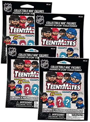 TeenyMates - NHL Series 4 (Playoff Beard) - Four (4) Blind Packs (2 figures &amp; 2 Puzzle Pieces in EACH) by Party Animal