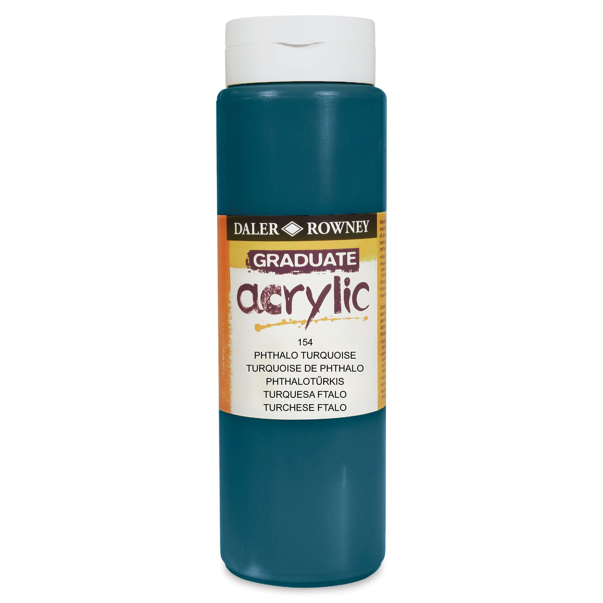 Daler-Rowney Graduate Acrylic Paint, Plastic Bottle, 16.91oz - 500 ml, Phthalo Turquoise