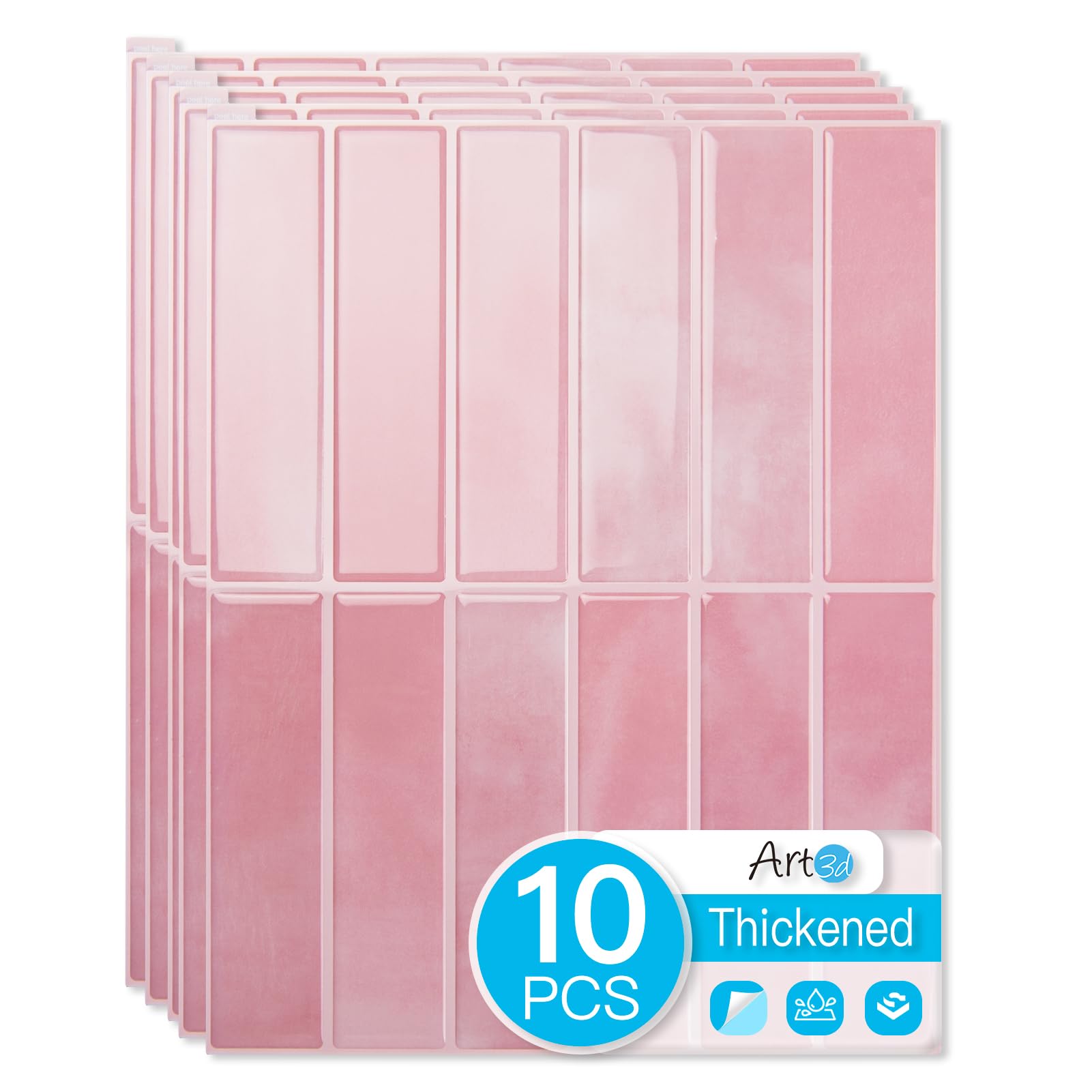 Photo 1 of Art3d 11.4 x 9 Inch Heavy-Duty Peel and Stick Backsplash for Home Décor, 10-Pack Vinyl Wall Tiles for Kitchen Countertop, Pink Marble