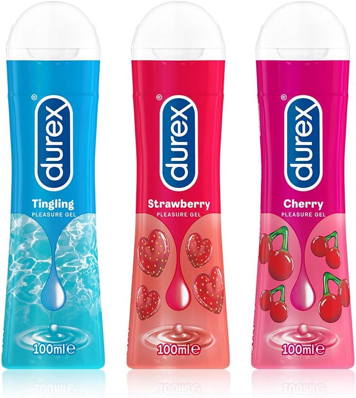 Durex - Lubricant - Cherry - Tingling - Strawberry (100ml), (Pack of 3), 100 ml (Pack of 3)