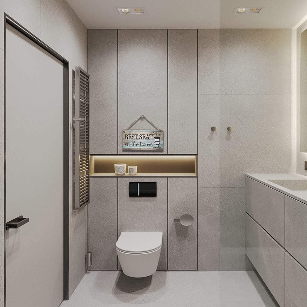 12 By 6 Best Seat Wood Plaque Yankario Funny Bathroom Wall Decor Sign Farmhouse Rustic Bathroom Decorations Wall Art Decorative Accessories Decorative Signs Plaques