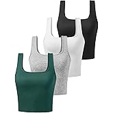 Joviren Cotton Workout Crop Tank Top for Women Racerback Yoga Tank Tops Athletic Sports Shirts Exercise Undershirts 4 Pack